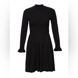 NATION LTD black ZURI smocked body turtleneck long sleeve dress small